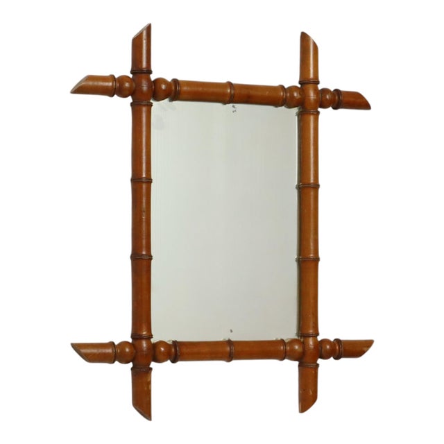 Chinoiserie Faux Bamboo Mirror in Wood For Sale - Image 3 of 17