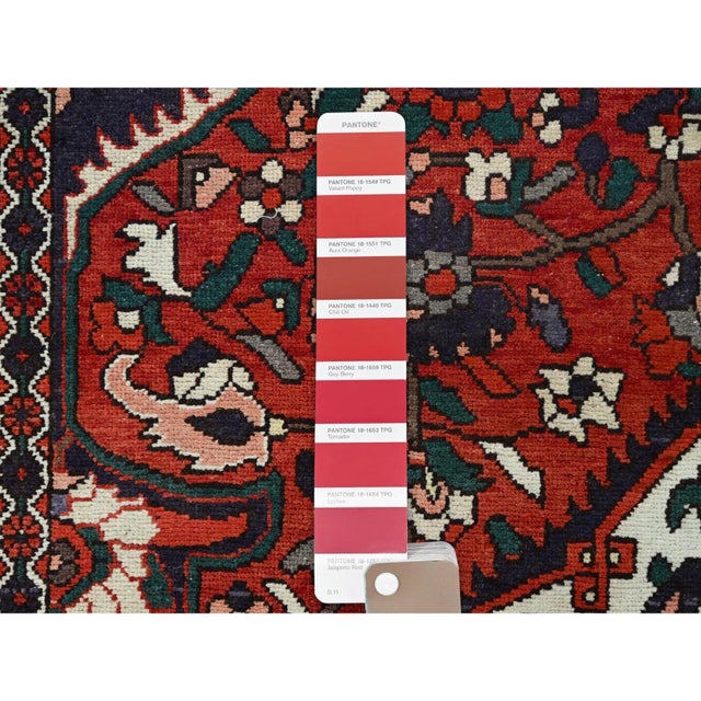 1950 8'7"x11'2" Turkey Red Wool Vintage Persian Bakhtiari Hand Knotted Oriental Rug For Sale - Image 11 of 12