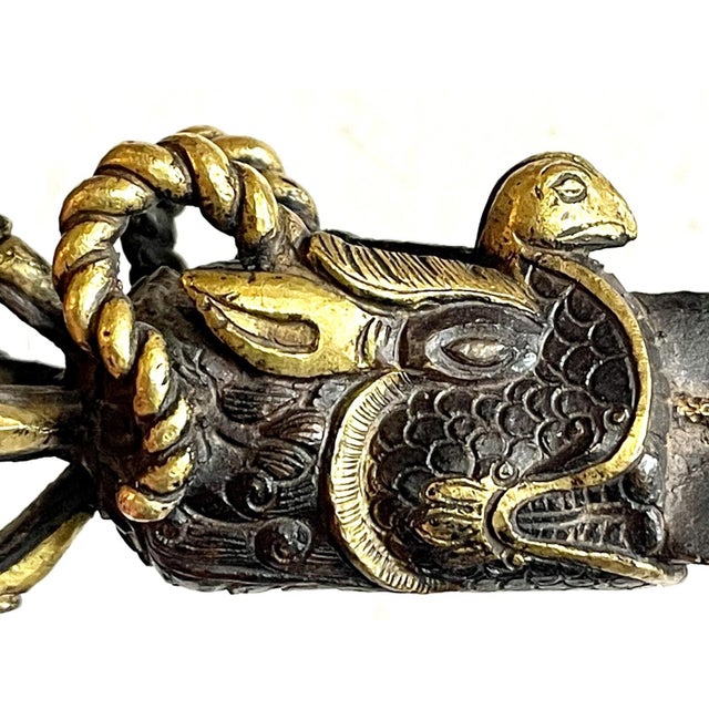 Metal Antique Fine Quality Tibet Buddhist Bronze PHURBA Ritual Ceremonial Dagger Nepal For Sale - Image 7 of 15