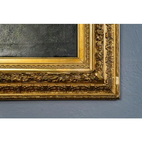 C. Hütt, Landscape, Early 20th Century, Oil on Canvas For Sale - Image 13 of 17