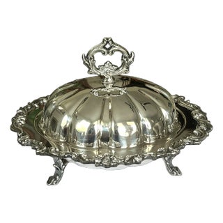 Vintage Hotel Silver Footed Serving Dish With Dome Cover by f.e. & Co. For Sale