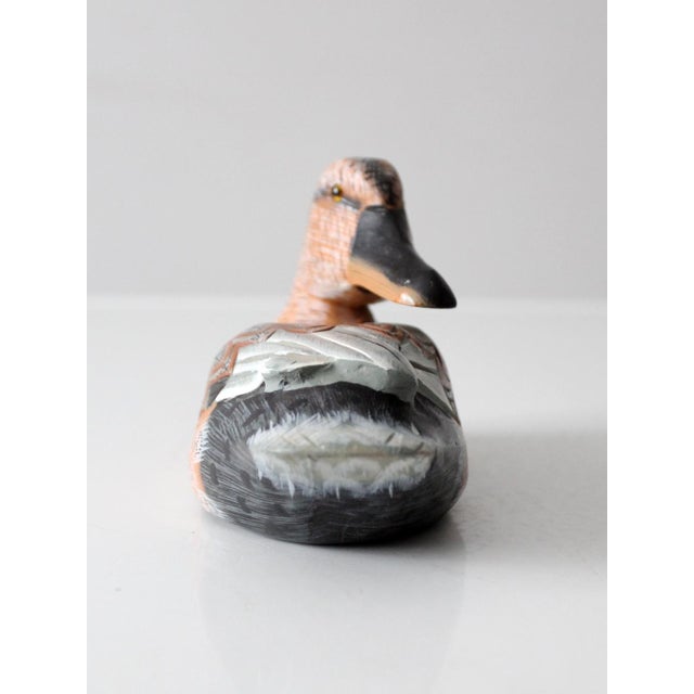 Wood Vintage Hand Painted Carved Wood Duck For Sale - Image 7 of 11