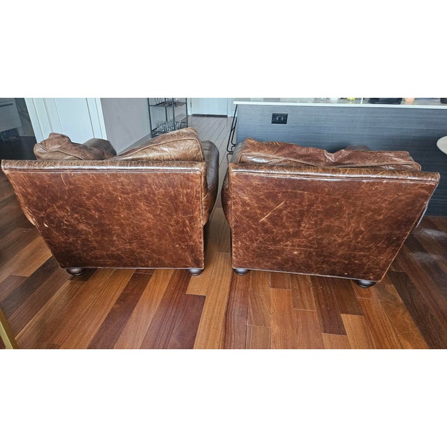Crafted with timeless proportions and built for unmatched comfort, this pair of Restoration Hardware Lancaster Leather...