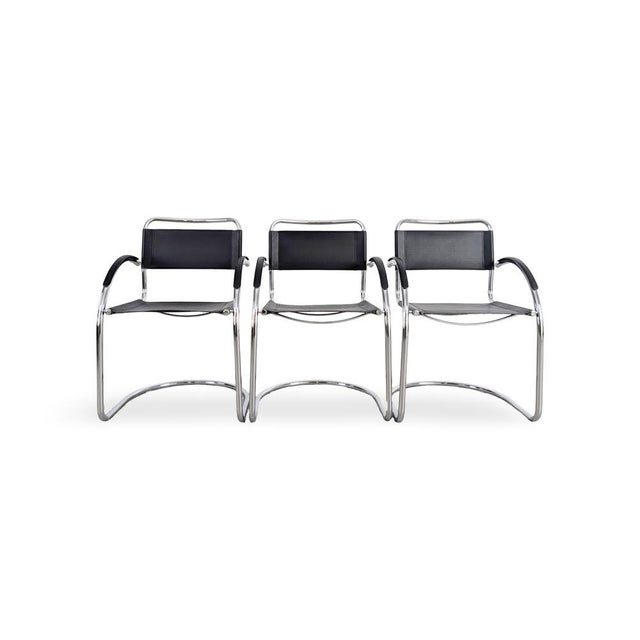 Black Italian Bauhaus Cantilever Chairs, Set of 3 For Sale - Image 8 of 8
