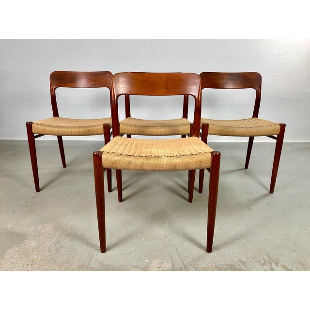 Fully Restored Vintage Teak Dining Chairs Papercord Seats from J.L. Møllers, 1960s, Set of 4 For Sale - Image 12 of 12