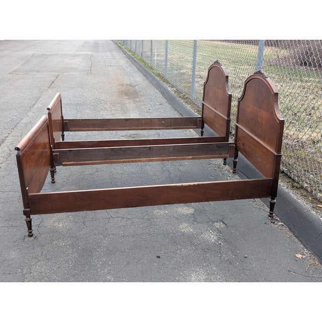 Matching Pair of Vintage French Style Twin Bedframes For Sale In Washington DC - Image 6 of 11