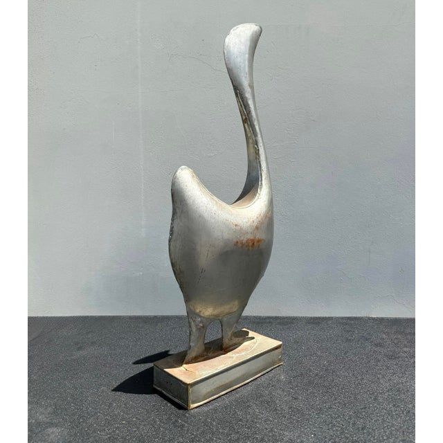Metal Vintage Abstract Handmade Aluminum Sculpture of Duck For Sale - Image 7 of 7
