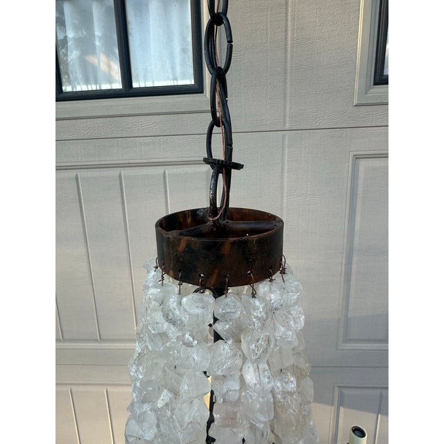 2010s Vintage Iron and Rock Crystal Empire Chandelier For Sale - Image 5 of 11