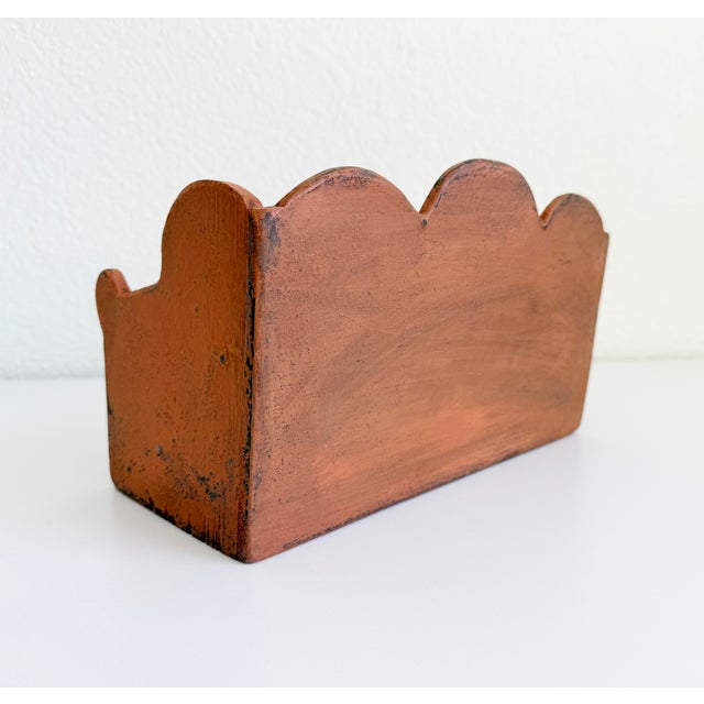 Primitive Wood Box With Scalloped Back For Sale - Image 14 of 14