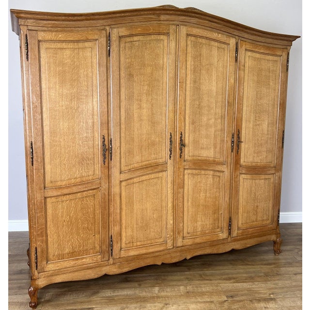 Vintage French Louis XVI Style Wardrobe in Oak For Sale - Image 4 of 12