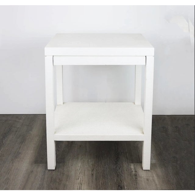 A pairCarl Springer Style White Raffia Wrapped Nightstand For Sale In New York - Image 6 of 9