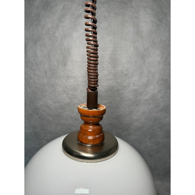 White Italian Pendant Lamp with Floral Motif Shade, 1970s For Sale - Image 8 of 11
