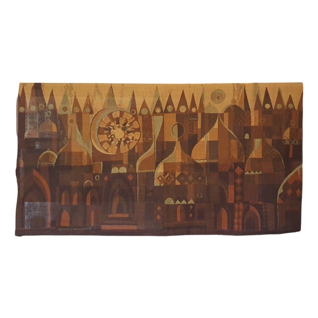 Large Vintage Screen Print on Jute by Hans Jurgen Schobel, 1960s For Sale