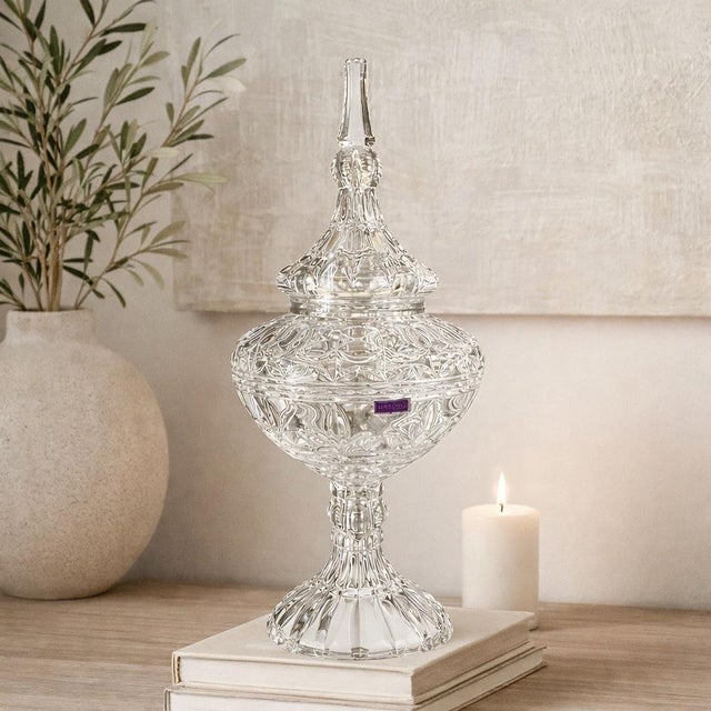 This striking Marquis by Waterford crystal pedestal urn is a sculptural statement piece that brings light, structure, and...