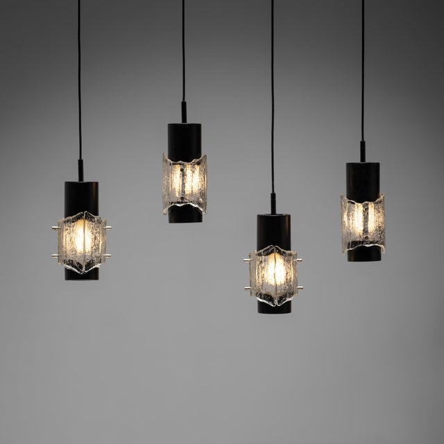 Scandinavian Ice Glass Pendant, 1960s, Set of 4 For Sale - Image 11 of 11