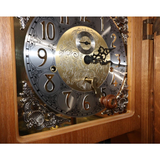 Hermle North America Red Oak Moonphase Grandfather Clock For Sale - Image 14 of 18