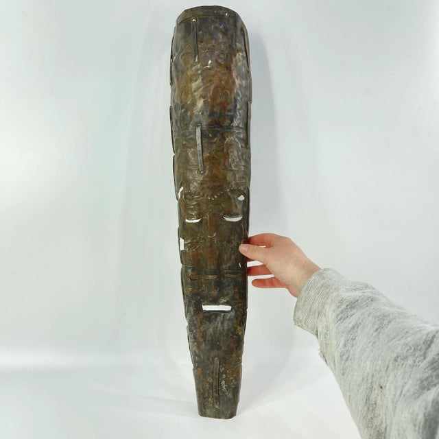 Metal Early 20th Century Marka/Bamana Embossed Metal Mask Mali For Sale - Image 7 of 8