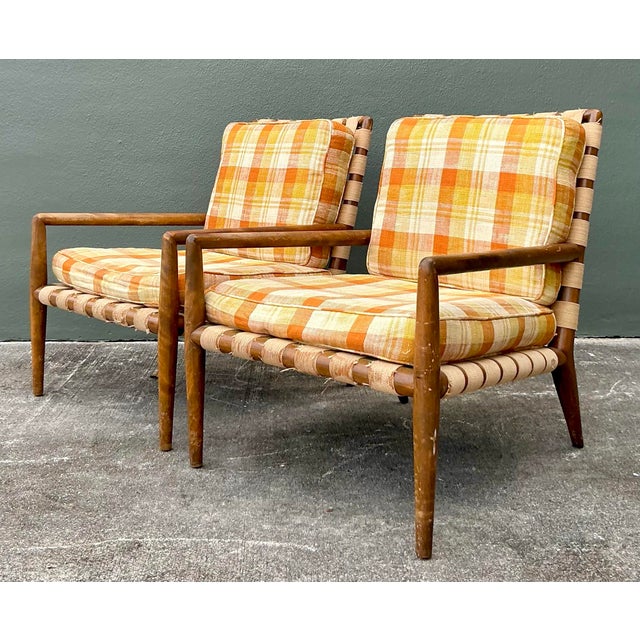 Vintage MCM t.h. Robsjohn Gibbings for Widdicomb Model 1750 Strap Lounge Chairs - A Pair For Sale In West Palm - Image 6 of 12