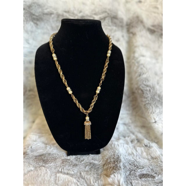 Trifari signed tassel necklace and bracelet set. Trifari is marked on the bracelet bar and Germany is marked on the...