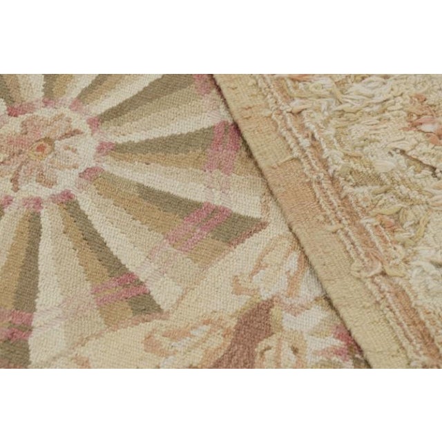 Textile Rug & Kilim’s Aubusson Style Rug in Beige-Brown With Floral Medallions For Sale - Image 7 of 7