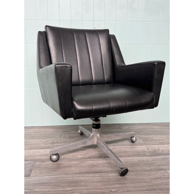 Vintage Italian Office Armchair in Leather and Steel, 1970s For Sale - Image 12 of 18