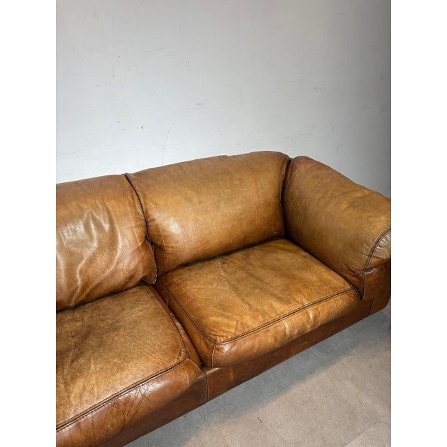 Vintage Cognac Leather Sofa For Sale - Image 9 of 10