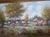 This is a stunning, statement-sized vintage impressionist landscape oil painting featuring a vibrant countryside scene....
