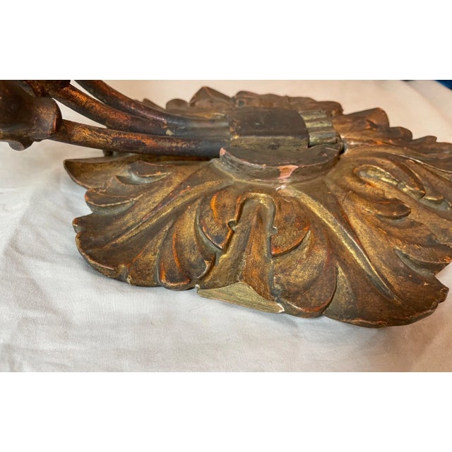 Antique Ornate 19th Century Italian Gilt Wooden Electrified Wall Sconce Fixture For Sale - Image 14 of 14