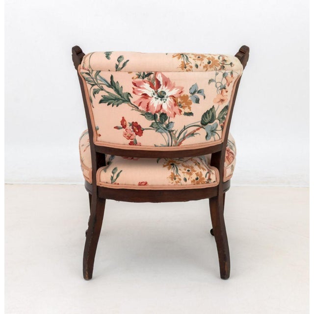 Wood Renaissance Revival Floral Upholstered Low Chair For Sale - Image 7 of 7