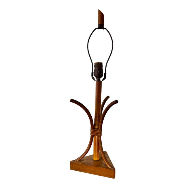 Vintage Figural Bamboo Table Lamp, Coastal Italian Riviera Organic Modern For Sale