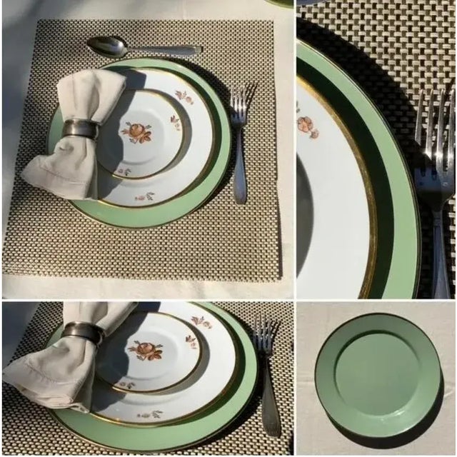 Mackenzie-Childs Sage Green Enamel Chargers - Set of 4 | Handmade 12" For Sale - Image 17 of 18