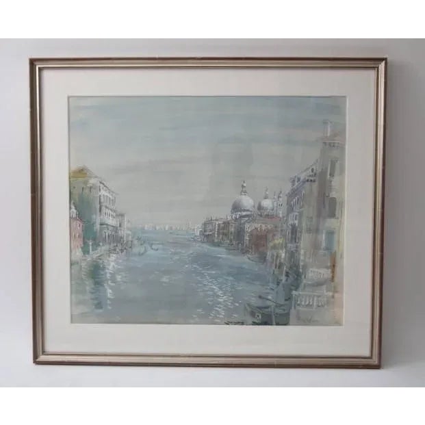 Early 20th Century Cecil Beaton Grand Canal of Venice Watercolor Painting For Sale - Image 9 of 9