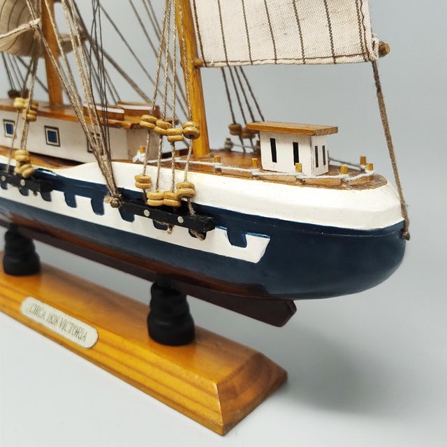 Blue Circa Victoria 1828 Model Ship, England, 1970s For Sale - Image 8 of 9