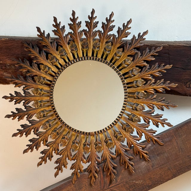 Gold Italian Sun Mirror, 1950s For Sale - Image 8 of 10
