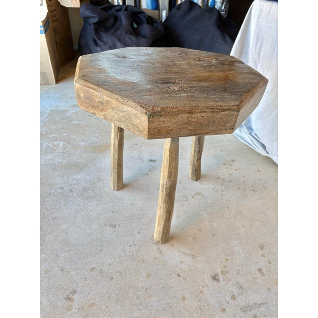 Late 19th Century French Octagonal Butchers Block Side Table For Sale - Image 6 of 12