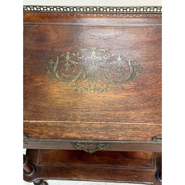 Late 19th Century French Nightstand With Metal Gallery, 19th Century For Sale - Image 5 of 12