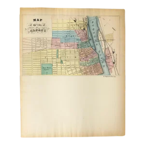 19th Century Colored Lithograph Map of the City of Albany New York