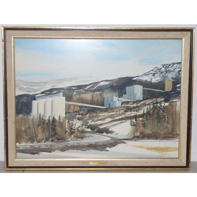 Jack Hambleton (1916-1988) Snowy Industrial Landscape Watercolor C.1970 For Sale - Image 10 of 10