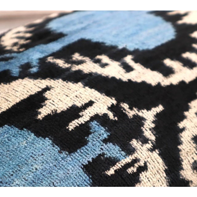 Blue Contemporary Blue Velvet Throw Pillow & Down Insert For Sale - Image 8 of 10