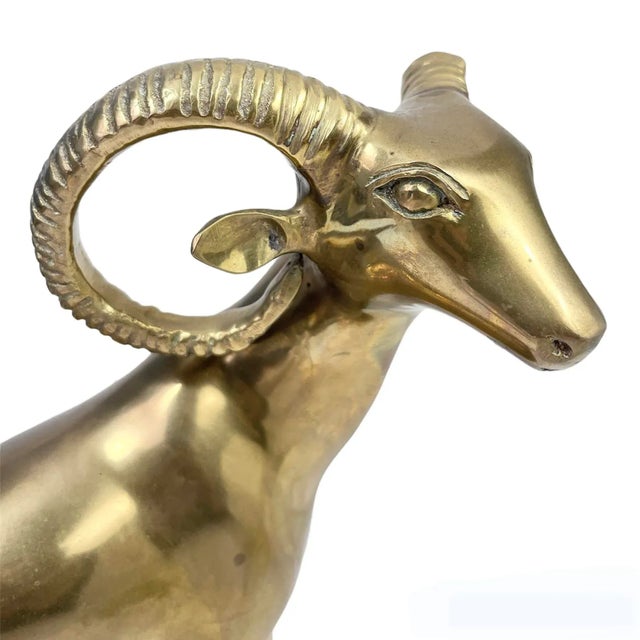 Brass 1970s Vintage Brass Ram on Base For Sale - Image 8 of 10
