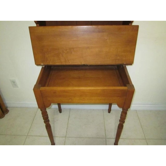 Brown Vintage Antique 1960s Lift Top Maple Wood Desk With Hutch Attached Turned Legs For Sale - Image 8 of 8