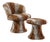 1970s Mid Century Modern Leopard Print Tulip Chair and Ottoman Set - 2 Pieces For Sale