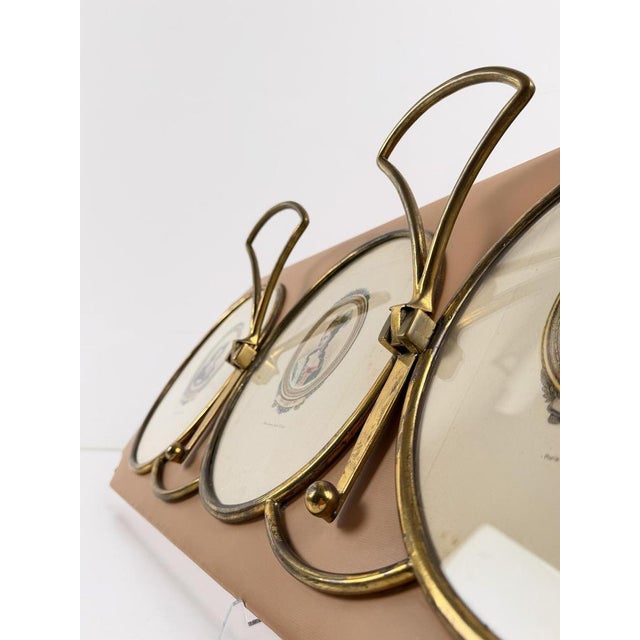 Gold Mid-Century Modern Italian Wall Coat Rack with Brass Oval Frames , 1960s For Sale - Image 8 of 18