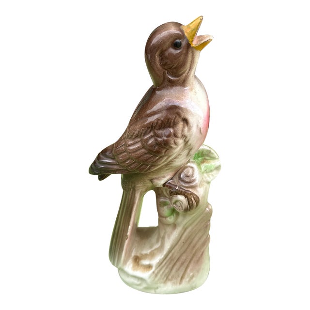 Vintage Brown, Ceramic Bird Figurine For Sale