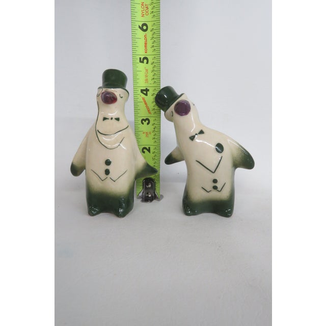 Vintage Ceramic Penguins in Tuxedos and Top Hats Salt and Pepper Shakers Pair 4494b For Sale - Image 13 of 17