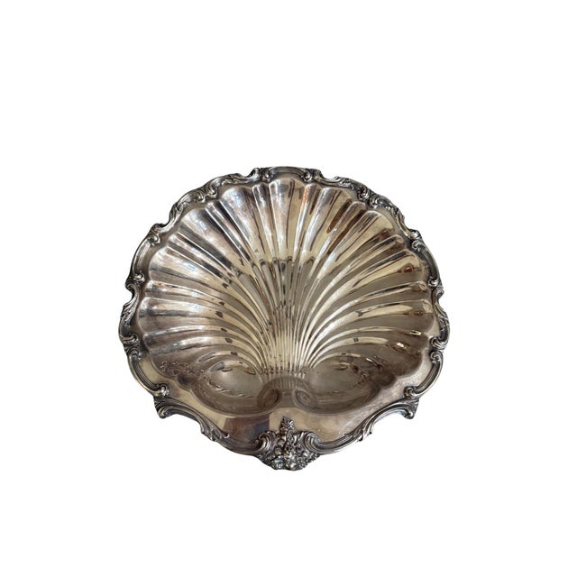 Vintage W & Sb English Regency Style Silver Plated Large Scallop Clam Shell Serving Dish For Sale - Image 12 of 12