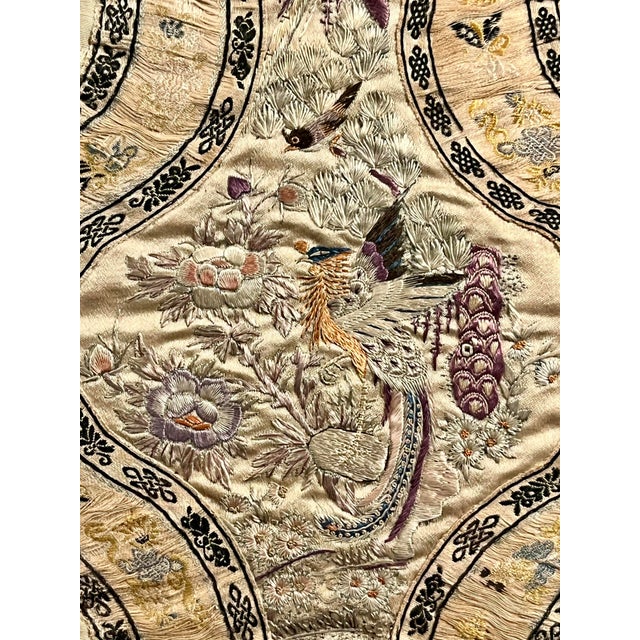 Chinese 19th Century Finest Quality Chinese Silk Embroidery Panel Gold Thread Framed For Sale - Image 3 of 8