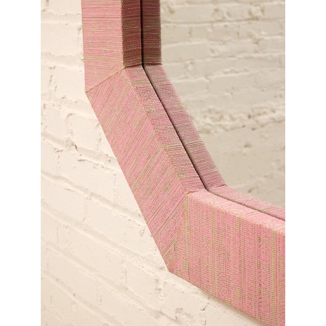Mid 20th Century Vintage Postmodern Octagonal Mirror With Pink Textile Frame For Sale - Image 5 of 8