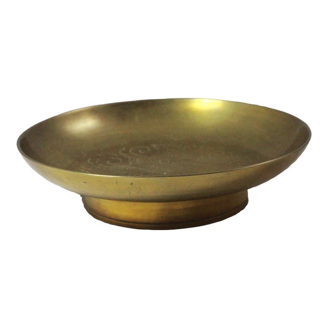 Antique Brass Engraved Medicine Bowl / Catchall For Sale