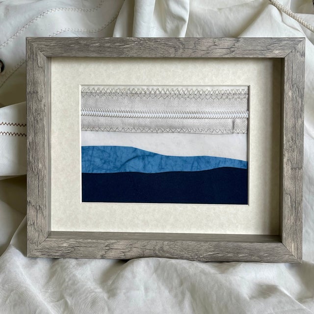 2020s Contemporary Semi-Abstract​ Mixed Media Nautical Sailcloth Landscape​ - By JJ-Hogan | Series of 3, Framed For Sale - Image 5 of 12